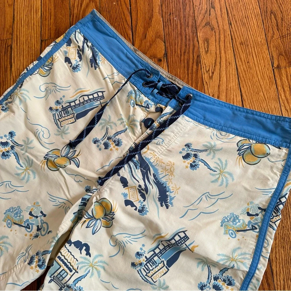 Patagonia Blue and Cream Printed Hybrid Shorts